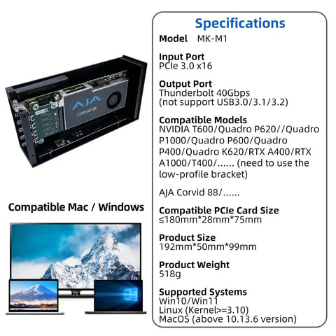 Ready To Roll External Pcie To Thunderbolt 3 4 Adapter With Usb4 Supporting Up To 40 Gbps Bandwidth Plug And Play Aluminum Chassis for PCIe card.