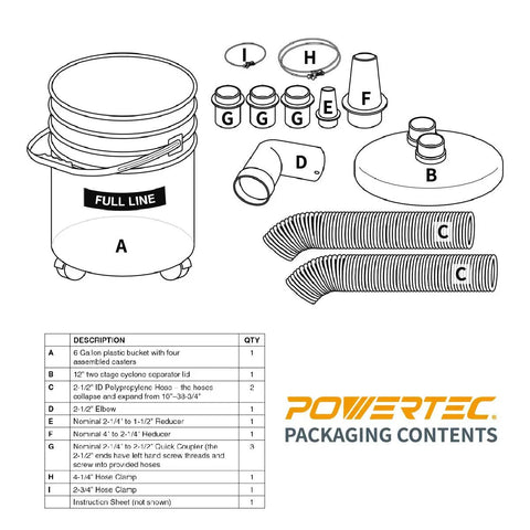 Cyclone Dust Separator Kit For Shop Vac And Dust Collector, 6 Gallon Clear Dust Bucket With Hoses, Reducers, Couplers And Clamps For Easy Debris Capture In The Garage And Woodshop