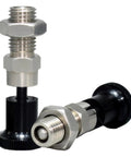 Heavy Duty Stainless Steel Spring Plunger With No Slip Self Locking Knob And Precision Positioning Pin For Garage Jobs, showing threaded sizes and precision design.