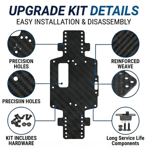 Black Carbon Fiber RC Car Chassis For WLtoys K969 K979 K989 K999 P929 P939 Lightweight Yet Ultra Strong One Twenty Eighth Scale Replacement Part With Screws And Nuts Durable DIY RC Chassis Set For Speed Demons