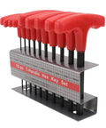 Top Notch 10Pc Red Steel T-Handle Hex Key Set With Flat Head Allen Wrenches Sizes 2 To 10mm Ergonomic Grip Tools For DIY And Pros Including Handy Stand, red handles on stand