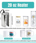 3 in 1 40 Oz Tumbler Heat Press Machine with 110V Dual Control Boxes for sublimation on 20 oz mugs and various bottles