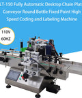 Automatic Desktop Round Bottle Labeling Machine With Conveyor Applicator for Cosmetics Beverages and Food, 110V setup.