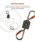 Retractable Tool Lanyard With Two Locking Carabiners And Swivel ANSI ISEA 121 2018 Certified To 2 Lb Capacity With 2 To 1 Safety Factor