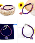 His And Hers Dope Mood Heart Hematite Bracelets Set Adjustable Stainless Steel Couple Bangles With Color Changing Temperature Charm