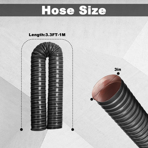 3 Inch Silicone Flexible Air Duct Hose 1 Meter Long For Car Garage Or Dryer Exhaust Heavy Duty Cooling Ducting High Temperature 575F