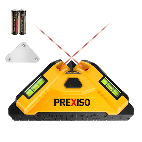 Square Laser Level for Floors and Tile Projection 30 Ft Red Beam with 90 Degree Layout Guide, Pro Grade Magnetic Square Tool, Built In Bubble Vials, Leveling Plate, Wall Panel Stand and Battery Included