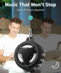 Bluetooth Shower Speaker With LED Light, IP67 Waterproof And Floating, 2000mAh Battery shown near laptop with person relaxing