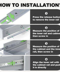 Installation steps for 22 Inch Soft Close Drawer Slides Side Mount Full Extension 3 Fold Ball Bearing Runners