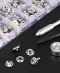 323 Piece Canvas Snap Kit With Marine Grade Stainless Steel Caps, Sockets, Fabric Base Studs, Posts, And Solid Base Screws Plus Hole Punch