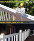 Solar Post Cap Lights 6 Pack For Wood And Vinyl Posts 3.5x3.5 To 5.5x5.5 Outdoor Waterproof Fence Deck Lighting With Two Brightness Modes White No Wiring For Patio Garden Porch And Pathways