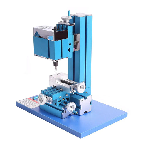 Knockout Mini Metal Lathe And Milling Machine For Tabletop Diy Shops showcases a compact blue device for turning, drilling, and boring.