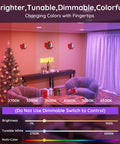 Smart BR30 Flood Light Bulb 13W 100W Equivalent, 1300 Lumens, Tunable 2700K To 6500K in living room with adjustable colors chart