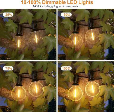 100 Ft G40 LED Outdoor String Lights With Shatterproof Bulbs, Waterproof Dimmable And Connectable Patio Lights on tree