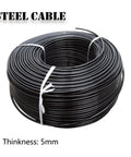 Heavy Duty Replacement Pulley Cable For Home Gyms Built Tough With Black Nylon Coating and 5mm steel core in coil.