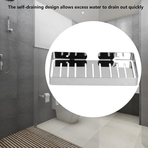 Self Draining Stainless Steel Wall Mounted Soap Dish With Rustproof 304 Construction Hollow Base Drains Water Fast Easy Install Tool Kit Included For Shower Rooms Bathrooms Hotels Homestays, wall-mounted in bathroom