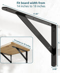 Rock Solid Heavy Duty Shelf Brackets 6 Pack Steel Wall Mount L Brackets 11.8 By 7.5 Inch showing dimensions for board fitting.