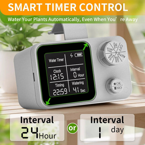 Set It And Forget It No Fuss Automatic Plant Watering System With Self Drip Irrigation Kit timer display and control knobs