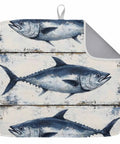 Blue Tuna Oil Painting Dish Drying Mat 18 X 24 Inches Absorbent Microfiber Kitchen Counter Pad Machine Washable