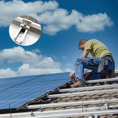 Installation of All In One Aluminum Solar Panel Mounting Kit With 120mm Rails, Z Brackets on a roof