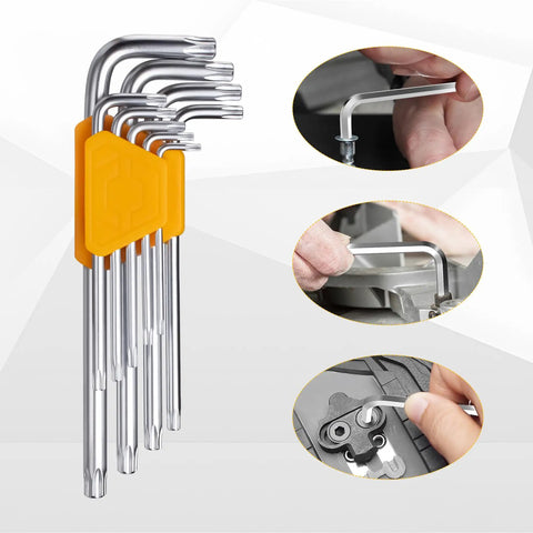 Tamper Proof Torx Screwdriver Kit 9 Piece With Pin Hole Security Star Bits Hex Key Allen Wrenches Cr-V Alloy Steel