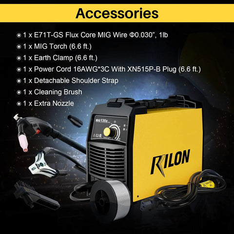 Dope Beginner Friendly MIG Welder 135E Flux Core 110V Inverter With Inner Wire Feeder Portable Gasless Welding Kit 100A DC