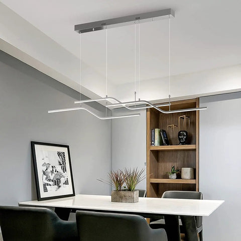 Modern LED Chandelier Three Light Chrome Pendant Fixture With Dimmable 45W Integrated LED for kitchen dining area