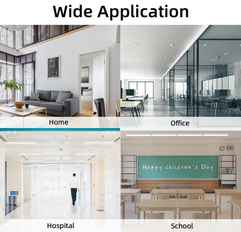 Collage showing wide application of Four Pack Premium Rubber Door Stoppers Wedge Set For Carpet Tile Concrete And Wood Floors