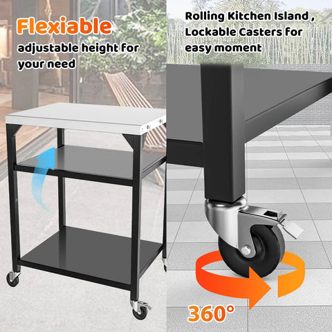 Movable Pizza Oven Table And Prep Cart For Outdoor Grills Fits Ooni Ninja Blackstone Bighorn Cuisinart And More