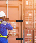 Worker inspecting cargo container with 2 Pack Flexible Draw Latches For Cargo Boxes And Coolers With Concealed Installation