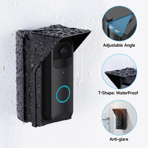 Adjustable Waterproof Mount For B-Link Video Doorbell Extends Viewing Angle From 30 To 60 Degrees, mounted with rain protection