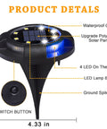 12 Pack Outdoor Solar Lights Waterproof Landscape Pathway Garden Lights with ground disk design, solar panel, and LEDs