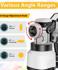 Cordless Paint Sprayer With Dual 2000 MAH Batteries And Heavy Duty 1200W Motor showing angle adjustment knob with vertical, horizontal, and circular settings.