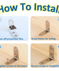 Installation steps for 16 Piece L Bracket Set For 90 Degree Right Angle Shelves Stainless Steel Furniture Anchors with screws