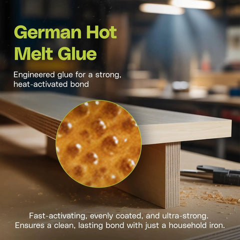 German Hot Melt Glue on Birch Wood Veneer Edge Banding Tape With Pre Glued Iron On Adhesive Half Inch By 250 Foot Roll