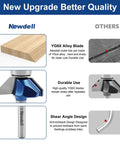 Newdeli YG6X Alloy Blade router bit set with anti-kickback design for smooth, precise wood cuts.