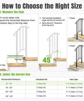 How to choose size for Tough As Nails 2 Step Handrails for Outdoor Porches with measurement guide and handrail angle details.