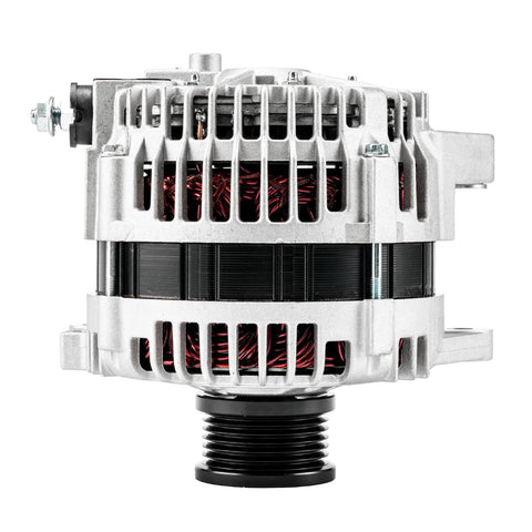 Front view of Rogue 2008 2012 Alternator 110 Amp Hitachi Replacement For Nissan 12V CW Rotation With 6 Groove Pulley 11163N