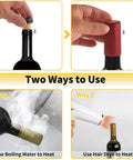 Two installation methods for 60 Piece Wine Bottle Sealer Kit With Cork Stoppers And PVC Heat Shrink Capsules In Black Red Gold