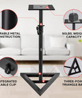 Speaker Stand Set for Play 1 and Play 3, Adjustable 26 to 52 Inch Height with Three-Point Triangle Base and 9 Inch Platform