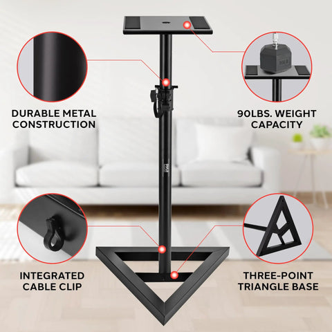 Speaker Stand Set for Play 1 and Play 3, Adjustable 26 to 52 Inch Height with Three-Point Triangle Base and 9 Inch Platform