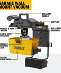 Heavy-Duty Wall-Mount Wet-Dry Vacuum For Garage And Shop, 6 Gallon Capacity, 5 Peak HP Motor, DXV06G Beast Mode Suction
