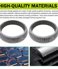 Two graphite exhaust gasket rings, 2.36 inch (60 mm) diameter, for exhaust manifold and muffler seal.