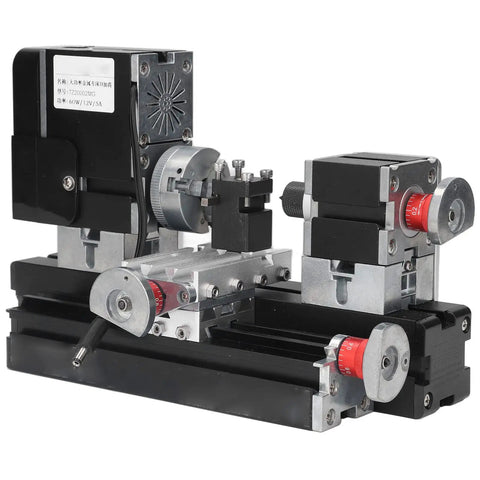BTSEURY 12VDC Micro Lathe Machine with a 60W motor, high precision components for wood and soft metal turning.