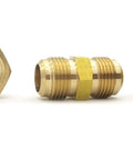 1/4 Inch No Weld Copper Pipe Connector For Hvac Ac Lines No Sweat Compression Coupler showing double flare nuts and connector.