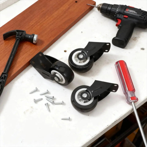 Heavy Duty 4 Pack 2 Inch Gate Wheels To Straighten Sagging Wooden Doors solid smooth glide casters with screws and tools.