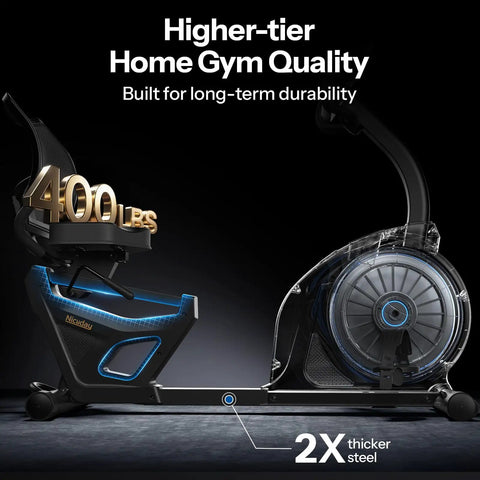 Recumbent Exercise Bike For Home Gym With Magnetic Resistance, 32 Levels, 400 Lbs Capacity, steel frame and flywheel design
