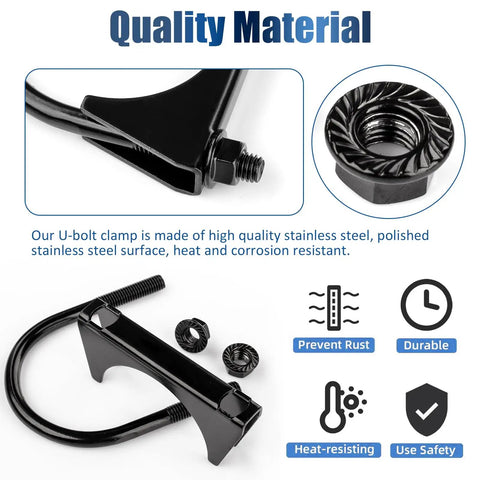 Two Piece 3 Inch Ubolt Exhaust Clamps Kit Beefy Heavy Duty Stainless Steel Saddle Type Muffler Clamps with Quality Material Features