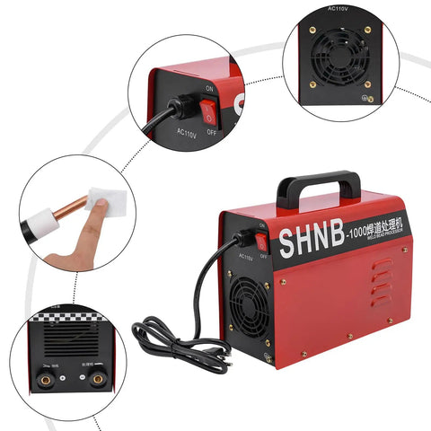 Powerful 1000W Weld Cleaning Machine with 110V US Plug for Quick Weld Bead Removal; red unit with handle and power switch