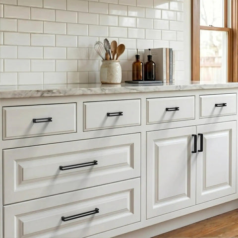 White kitchen cabinets with Matte Black Cabinet Pulls 3 Inch Solid Zinc Alloy Drawer Handles 10 Pack Built To Last Heavy Duty Cupboard Pulls